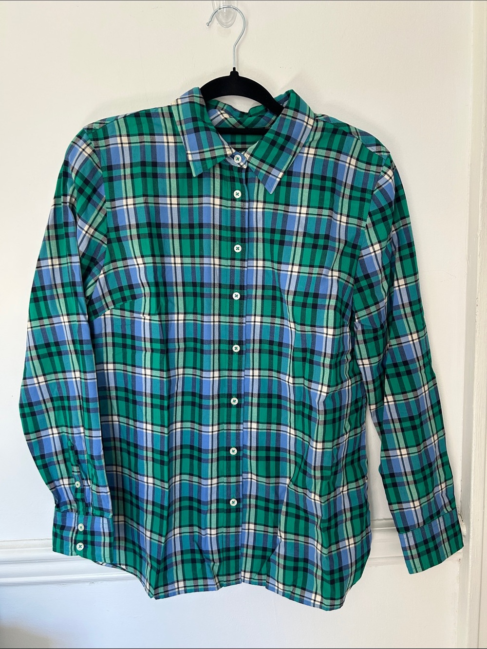 Talbots Green and Blue Plaid Button-Down Shirt